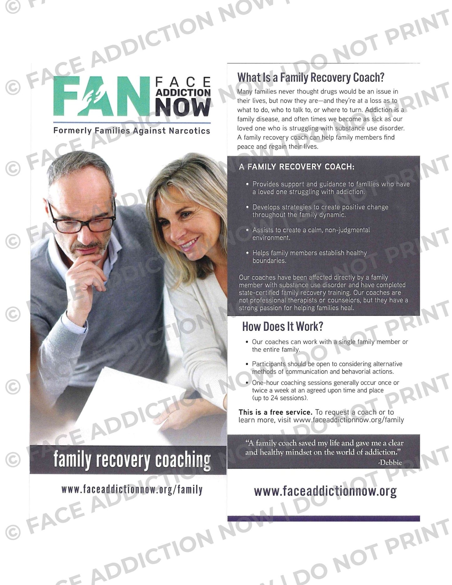 Family Recovery Coaching Rack Card