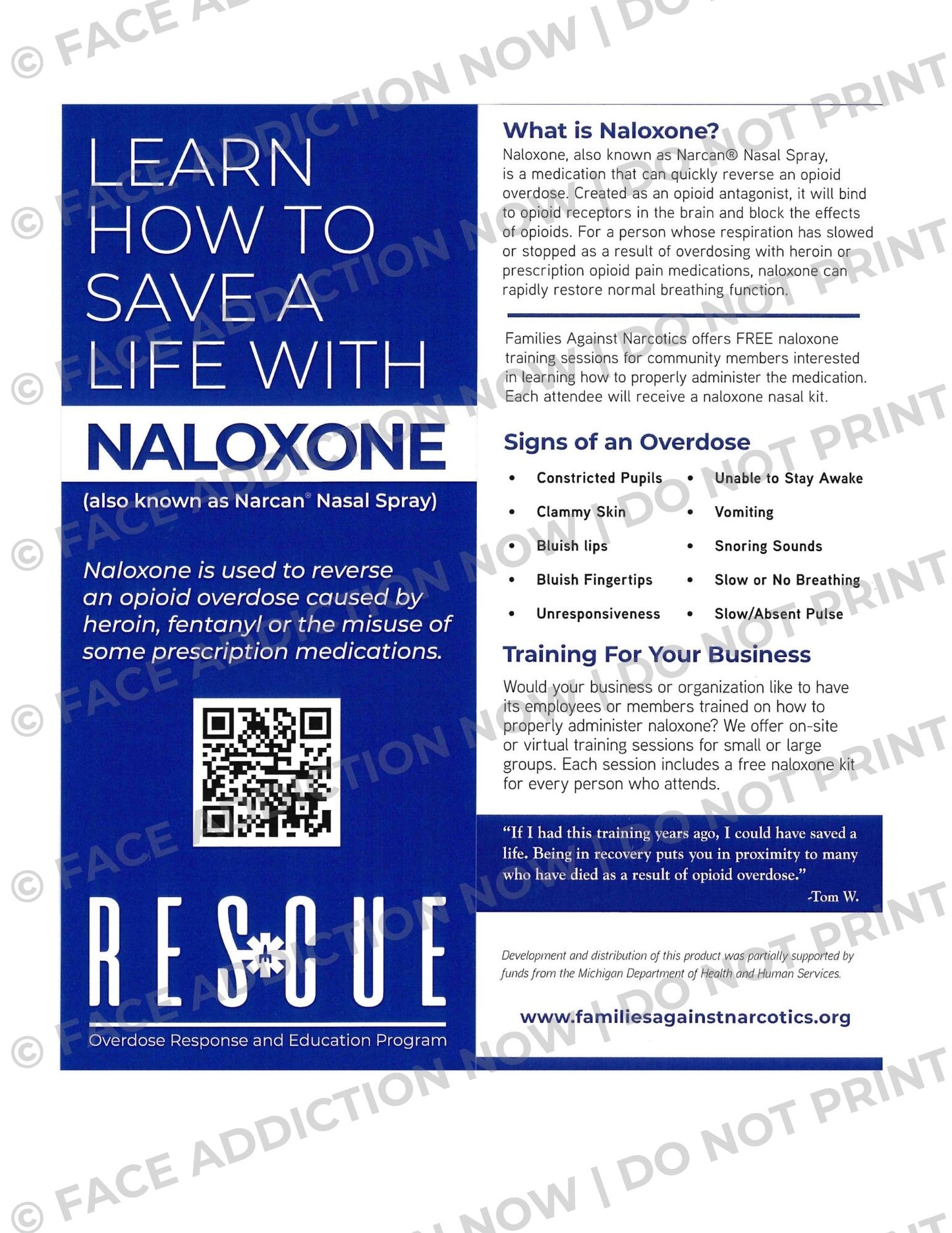Naloxone Program Rack Card