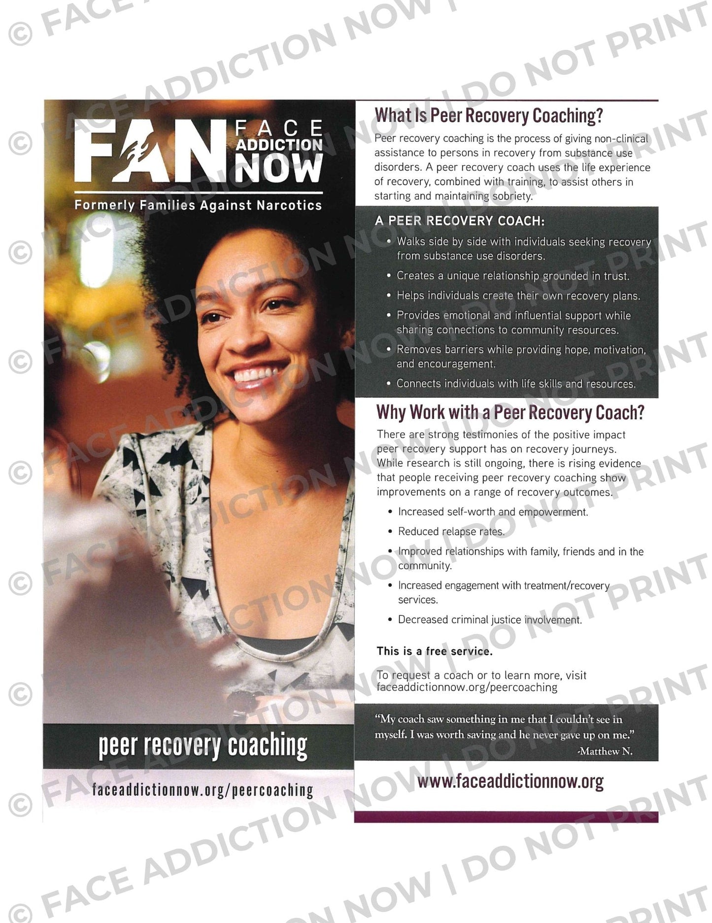 Peer Recovery Coaching Rack Card